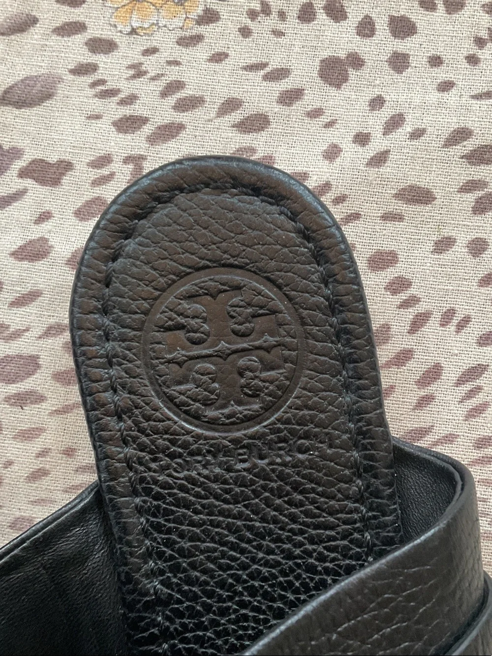 Tory Burch Black Leather Amanda Sandals with Gold Logo Medallions